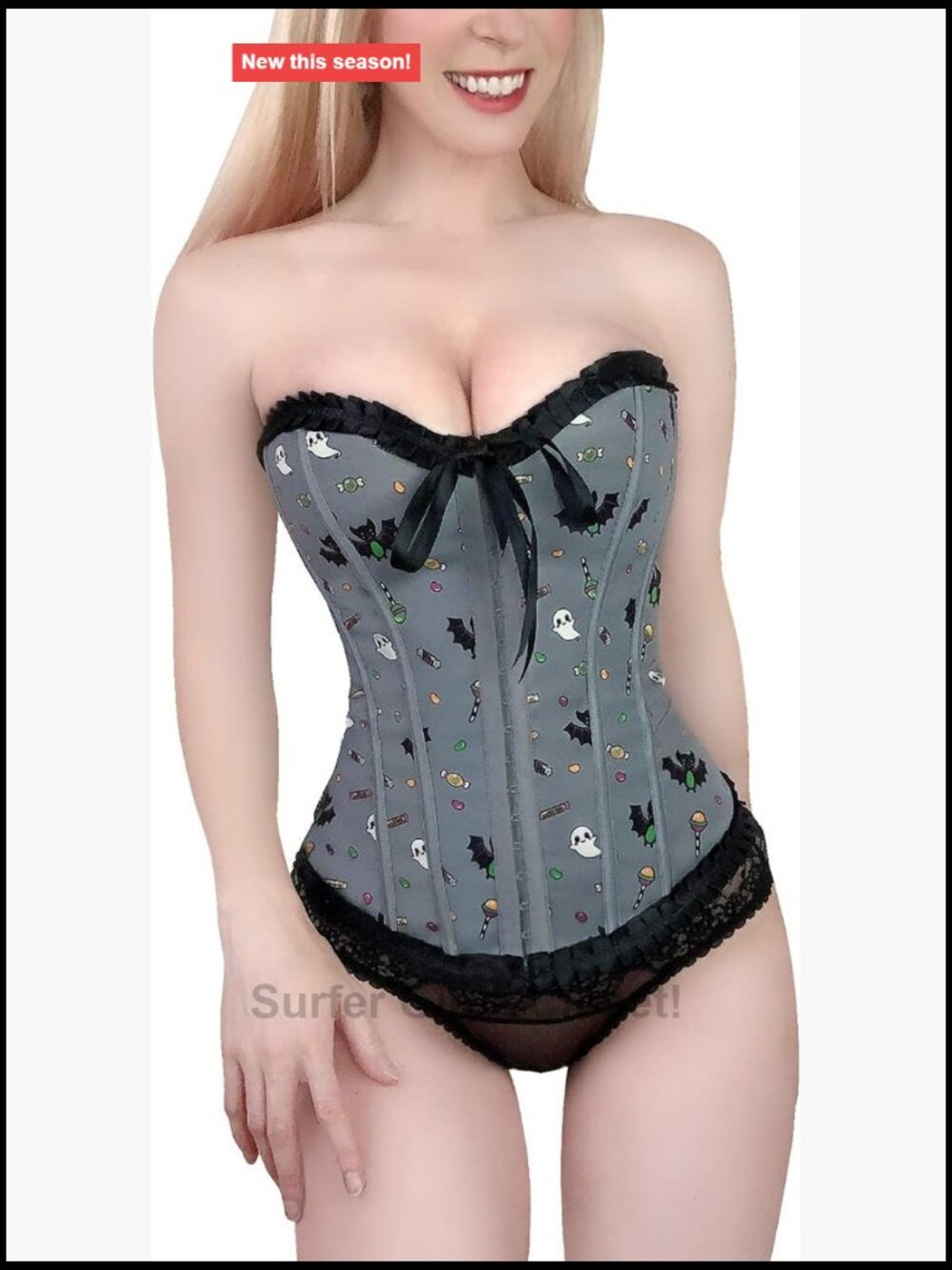 Lace Up Boned Overbust Corset Bustier Bodyshaper Top